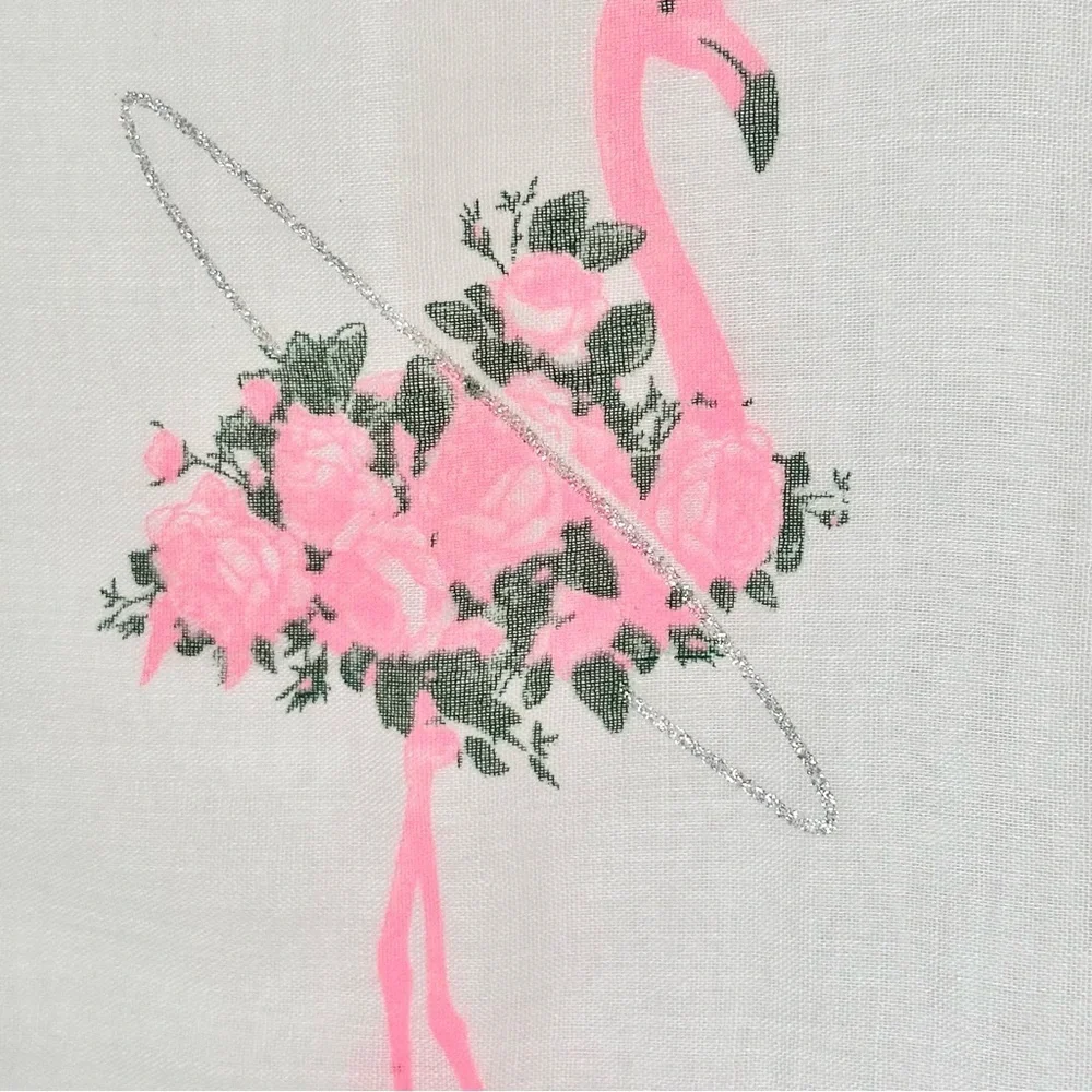 VTG Flamingo Sheer Sparkle Scarf Headcover Coverup Multi Use Feminine Pink White